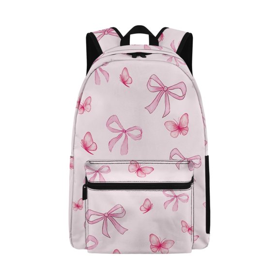 Uourmeti Cute Daily Backpack featuring Pink Bow Butterfly - Perfect for School Campus Daily Commute