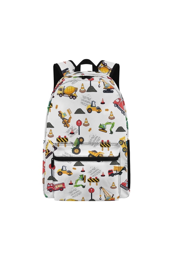 Cute Everyday Backpack featuring Construction Trucks - Perfect for Kids School Outdoor Adventures