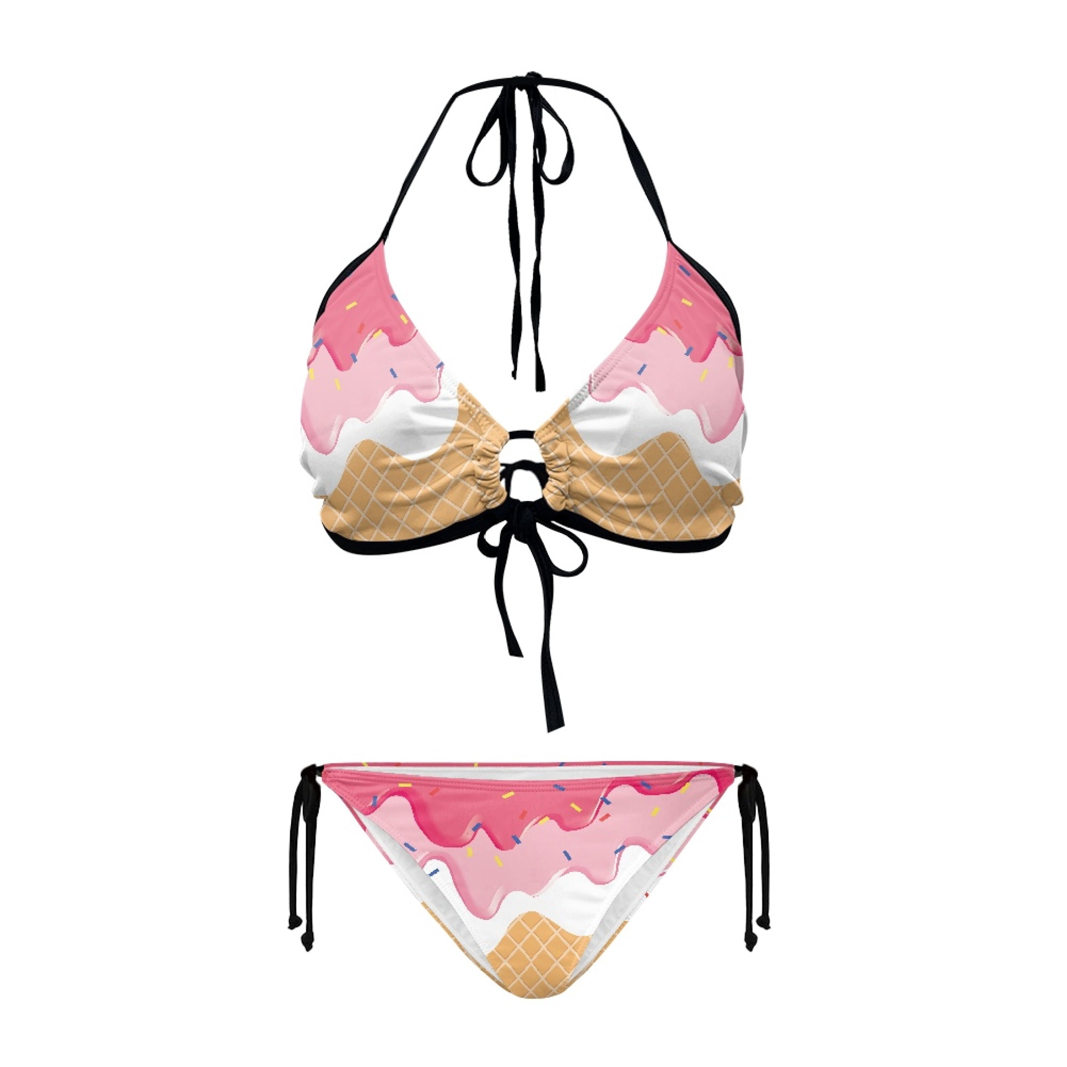 Uourmeti Cute Ice Cream Cone Halter Triangle Bikini Set - Fun Summer ...