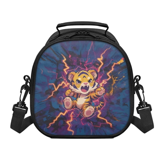 Uourmeti Cute Kids Insulated Lunch Bag with Anime Tiger Lightning - Perfect for School Daily Outdoor Use