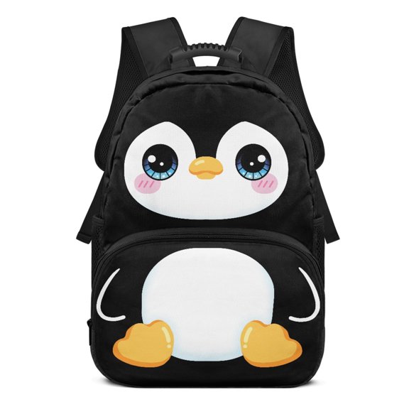 Uourmeti Cute Penguin Pattern 17 Inch Backpack for Teenagers, Polyester Large Capacity Lightweight School Backpack for Travel