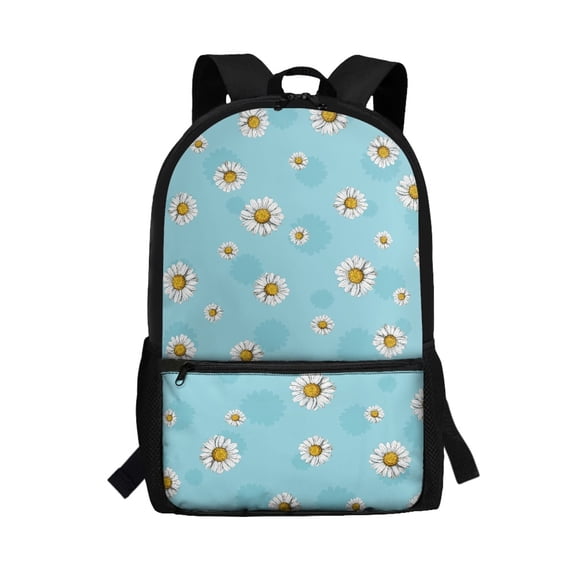 Uourmeti Daisy Pattern Durable Backpack for Travel Daily Use, Smooth Zippers Adjustable Shoulder Straps School Backpack Fashion Student Bookbag