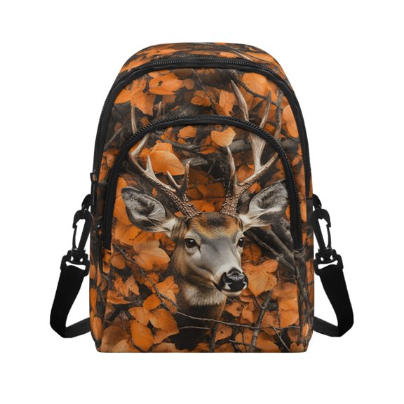 Uourmeti Deer Chest Bag with Camo Leaf Print, Small Crossbody Wallet Cell Phone Purse with Adjustable Strap, Lightweight for Travel Shopping