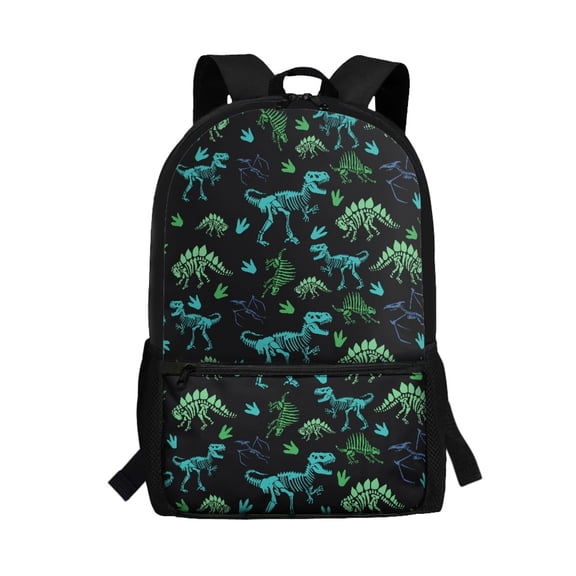 Uourmeti Dinosaur Skeleton & Fossil Footprint Pattern Travel Bag, Personalized Backpack 17 Inch Large Capacity School Backpack for Night Out Daily Use
