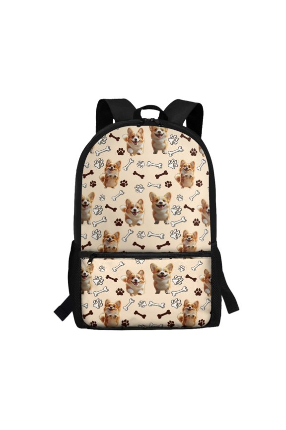 Dog Paw Print Pattern Adjustable Shoulder Straps School Backpack for Work Camping, Lightweight Smooth Zipper Bookbag Fade Resistant Travel Backpack