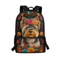 thumbnail image 1 of Uourmeti Dog and Floral Pattern Everyday Backpack for Adults, 17 Inch Smooth Zipper Adjustable Buckle School Backpack for Travel Daily Use, 1 of 6