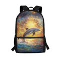 thumbnail image 1 of Uourmeti Dolphin Splash Art Rich Texture Backpack for Work Travel, Fade Resistant Large Capacity Polyester Backpack Student Bookbag, 1 of 6