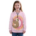 thumbnail image 1 of Uourmeti Doughnut Sloth Youth Girls Sports Sweatshirt Quarter Zip Up Pullover Athletic Top for Basketball Soccer Golf Gym Run Sportswear Size 13-14, 1 of 7