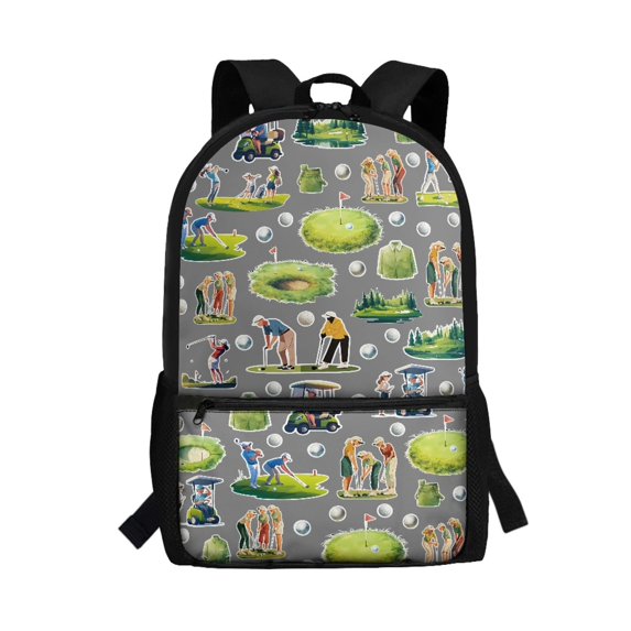 Uourmeti Durable 17 Inch Backpack for Shopping School, Roomy Interior Large Capacity Rich Texture School Backpack, Funny Golf Print