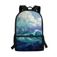 thumbnail image 1 of Uourmeti Durable Backpack for Daily Use School, 17 Inch Personalized School Backpack, Wave and Sailboat Art Pattern, 1 of 6