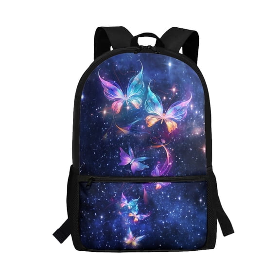 Uourmeti Durable School Bag for Travel Daily Use, 17 Inch Travel Essential Backpack, Galaxy Butterfly Pattern