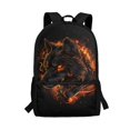 thumbnail image 1 of Uourmeti Durable Zippered 17 Inch Backpack for Travel Outdoor, Lightweight Smooth Zipper Daypack, Flame Wolf Design, 1 of 6