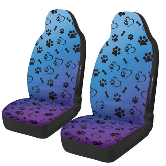 Uourmeti Easy to Install Universal Car Seat Covers for Auto Polyester Protectors Automotive Seat Covers, Dog Paw Heart Pattern