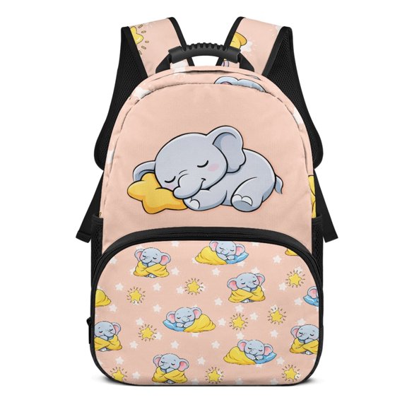 Uourmeti Elephant Pattern Smooth Zipper Backpack, Polyester Large Capacity Fashion School Backpack for Daily Use Hiking