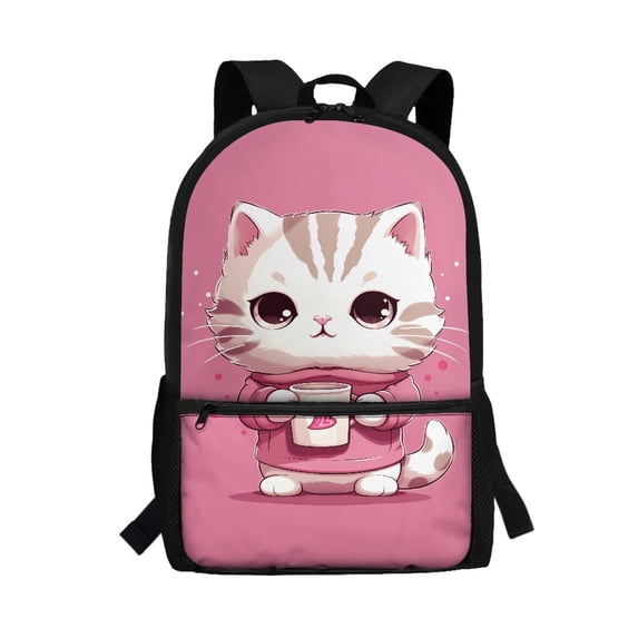 Uourmeti Fade Resistant 17 Inchs School Backpack for Travel Work, Roomy Storage Durable Large Capacity Student Bookbag, Cat Pattern