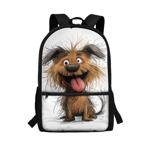 Uourmeti Fashion Backpack for Work Travel, 17 Inch Smooth Zipper School Backpack, Cartoon Dog Print