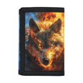 thumbnail image 1 of Uourmeti Fire Ice Wolf Print Trifold Card Wallet for Sports, Polyester Children's Wallet with Slim Foldable Coin Purse Organizer, 1 of 6