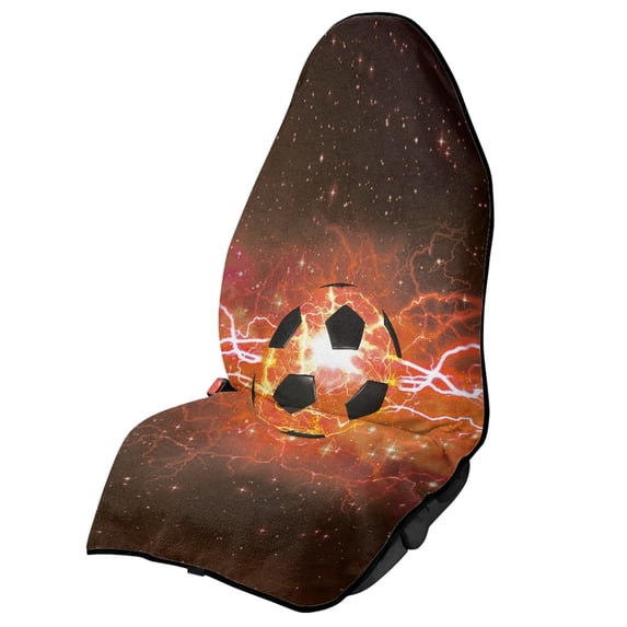 Uourmeti Fire Lightning Soccer Car Seat Towel Cover, Terry Cloth Microfiber Cover for Vans Cars, Trucks and Van Truck Seats