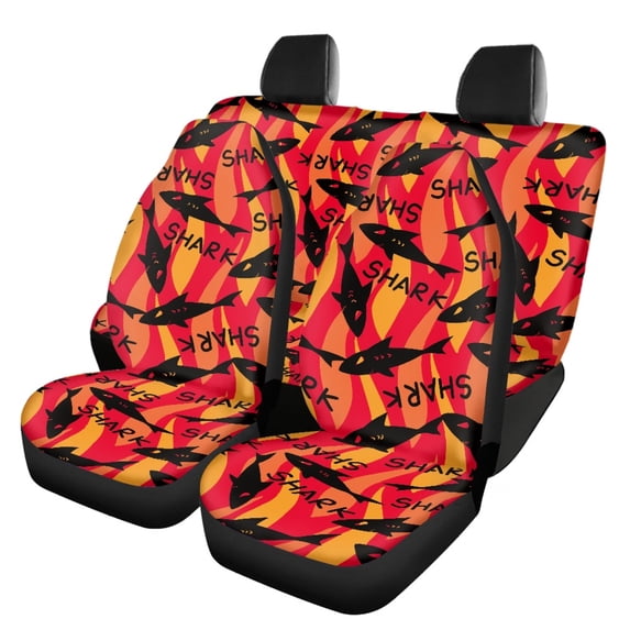 Uourmeti Fire Shark Print Car Seat Covers 3 PCS Car Seat Covers Full Set Breathable Non Slip Suitable for Truck Sedans