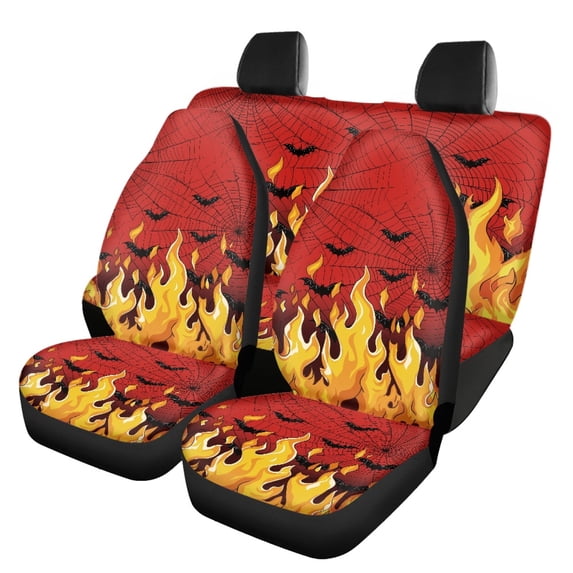 Uourmeti Flame Bat Web Front Seat Cover 3 PCS Car Seat Covers Softy Full Set Suitable for Trucks Cars