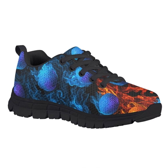Uourmeti Flame Golf Shoes for Boys Girls Size 1 Lace up Fashion Sneakers Kids Lightweight Mesh Athletic Running Tennis Shoes School Grade Sneaker
