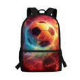 thumbnail image 1 of Uourmeti Flame Soccer Design Spacious Storage Backpack, 17 Inch Smooth Zipper School Backpack High Quality Student Bookbag for Adults, 1 of 6
