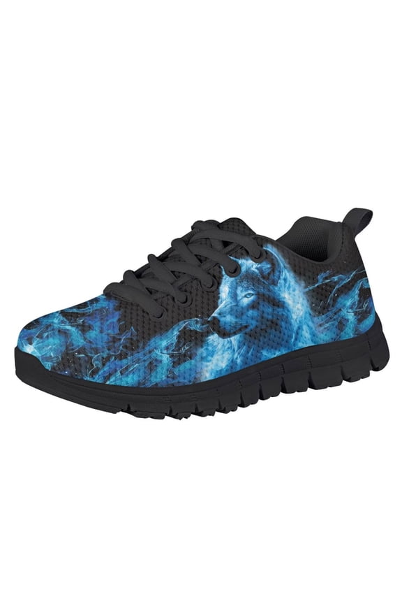 Flame Wolf Shoes for Kids Boys Slip on Walking Shoe Size 12.5 School Grade Sneakers Fashion Lace up Mesh Athletic Sport Sneakers Lightweight