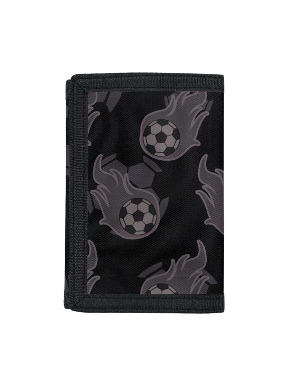 Flaming Soccer Ball Trifold Card Wallet, Elastic Polyester Lightweight Little Boys Wallet Pouch for Daily Use and Outdoor Travel
