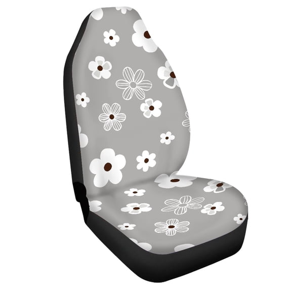 Uourmeti Floral Gray White Car Seat Cover Soft Seat Covers for Cars Logo Customization Anti-Scratch 1 Piece Compatible with Suv Auto