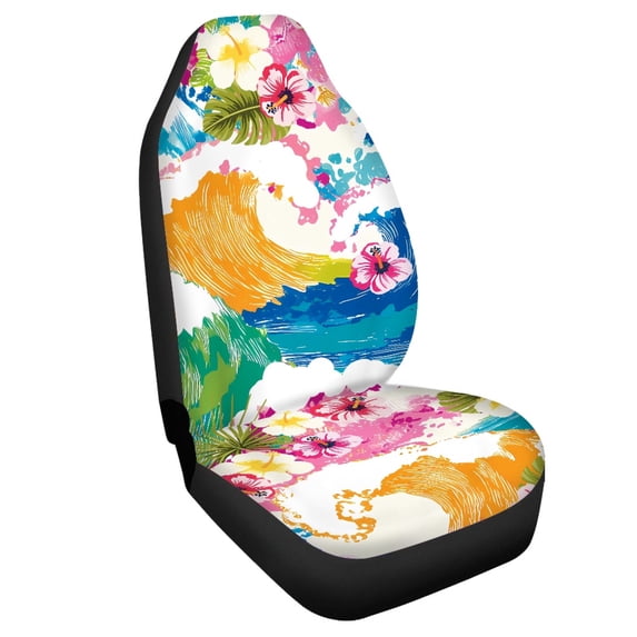 Uourmeti Floral Tropical Pattern Car Seat Cover 1 Pieces Set, Seat Covers for Cars Polyester Firmly Stitched Easy Clean for Vehicle Regular Car Seats Sedan
