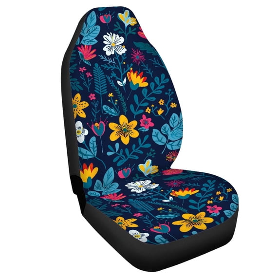 Uourmeti Flower Car Seat Cover 1 Pieces Set, Front Car Seat Cover Polyester Decorative Fade Resistant for Van Suv Trucks