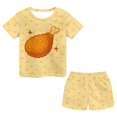 thumbnail image 1 of Uourmeti Fried Chicken Leg Pajamas Outfits Set for Girls Loungewear Short Sleeve Tops with Elastic Shorts Summer Two Piece Tank Tee and Knee Length Pants with Side Pockets Sets, 1 of 5