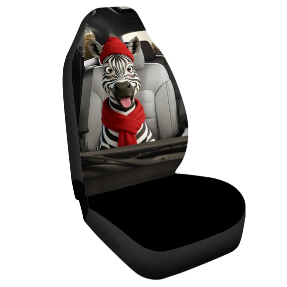 Uourmeti Front Car Seat Cover Wear Resistant Polyester, Compatible with Car Interior, Fit for Suv Multi Protection, Zebra Winter Print