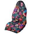 thumbnail image 1 of Uourmeti Front Seat Cover Machine Washable Microfiber, Compatible with Van Truck Seat, for Cars Trucks SUVs, Floral Butterfly Print, 1 of 7