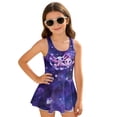thumbnail image 1 of Uourmeti Galaxy Cartoon Axolotl & Octopus Print Girls Skirted One Piece Swimsuit - Quick Dry Stretchy Swim Dress for Beach Pool & Vacation, 1 of 8