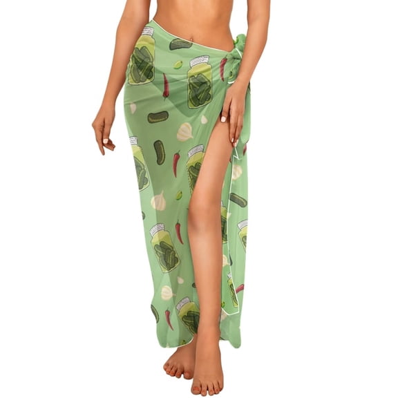 Uourmeti Garlic Chilli Pickles Women Sarong Wraps Coverups Lightweight Chiffon Sarong Beach Wrap Swimwear Cover Up Beach Skirt One Size