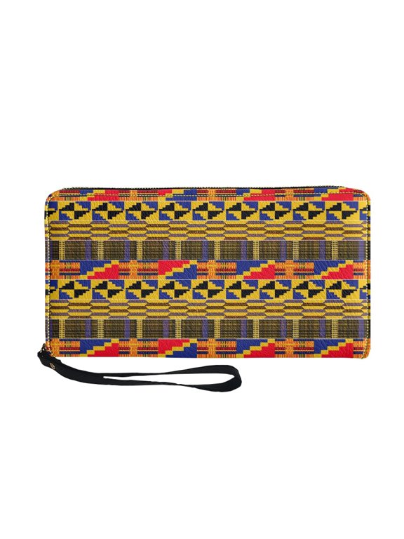 Geometric Pattern Long Purse, Large Capacity Zip around Womens Wallets for Travel Shopping Daily Use