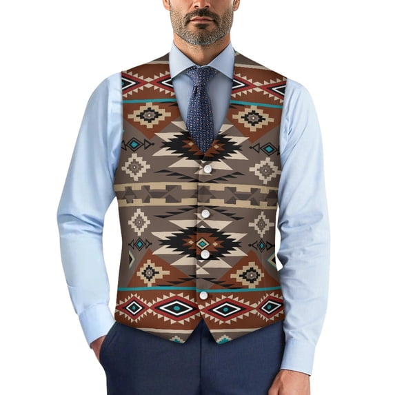 Uourmeti Geometric Waistcoat Vest for Business Corporate, Lightweight Mens Suit Vest Slim Fit Woven Fabric Formal Vest