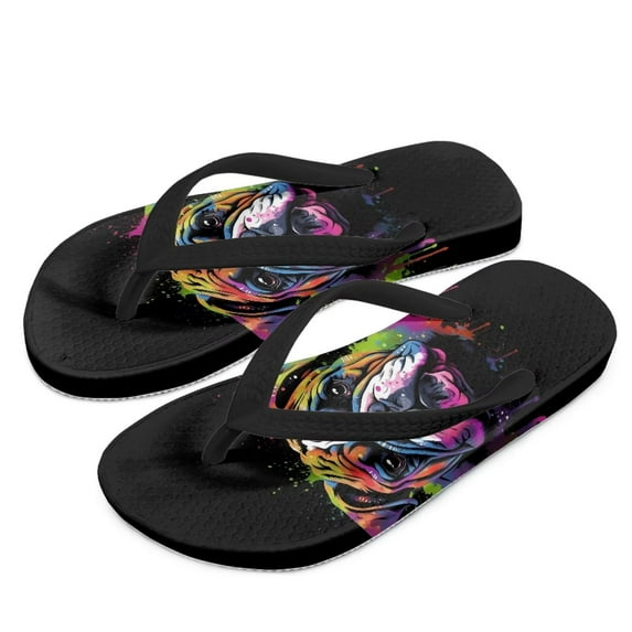 Uourmeti Girls Classic Non Slip Beach Sandals English Bulldog Print Casual Flip Flop Surfer Boy Girl Size 12.5