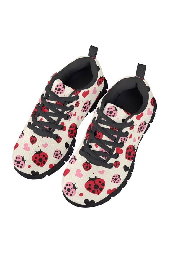 Girls Ladybug Shoes Slip on Tennis Running Shoes Little Big Kids Lace Up Hiking Walking Sport Trainer Ladybug Cosplay Sneakers