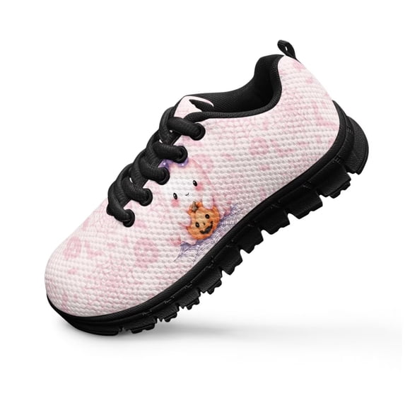 Uourmeti Girls Pink Ghost Shoes Size 11.5 Little Kid Cartoon Pumpkin Sneakers Lightweight Sport Athletic Shoes Fashion Slip on Tennis Running Shoe