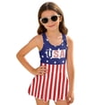 thumbnail image 1 of Uourmeti Girls' USA American Flag One Piece Swim Dress - Sleeveless Skirted Bathing Suit for Beach & Pool - Quick Dry, Stretchy Swimwear, 1 of 8