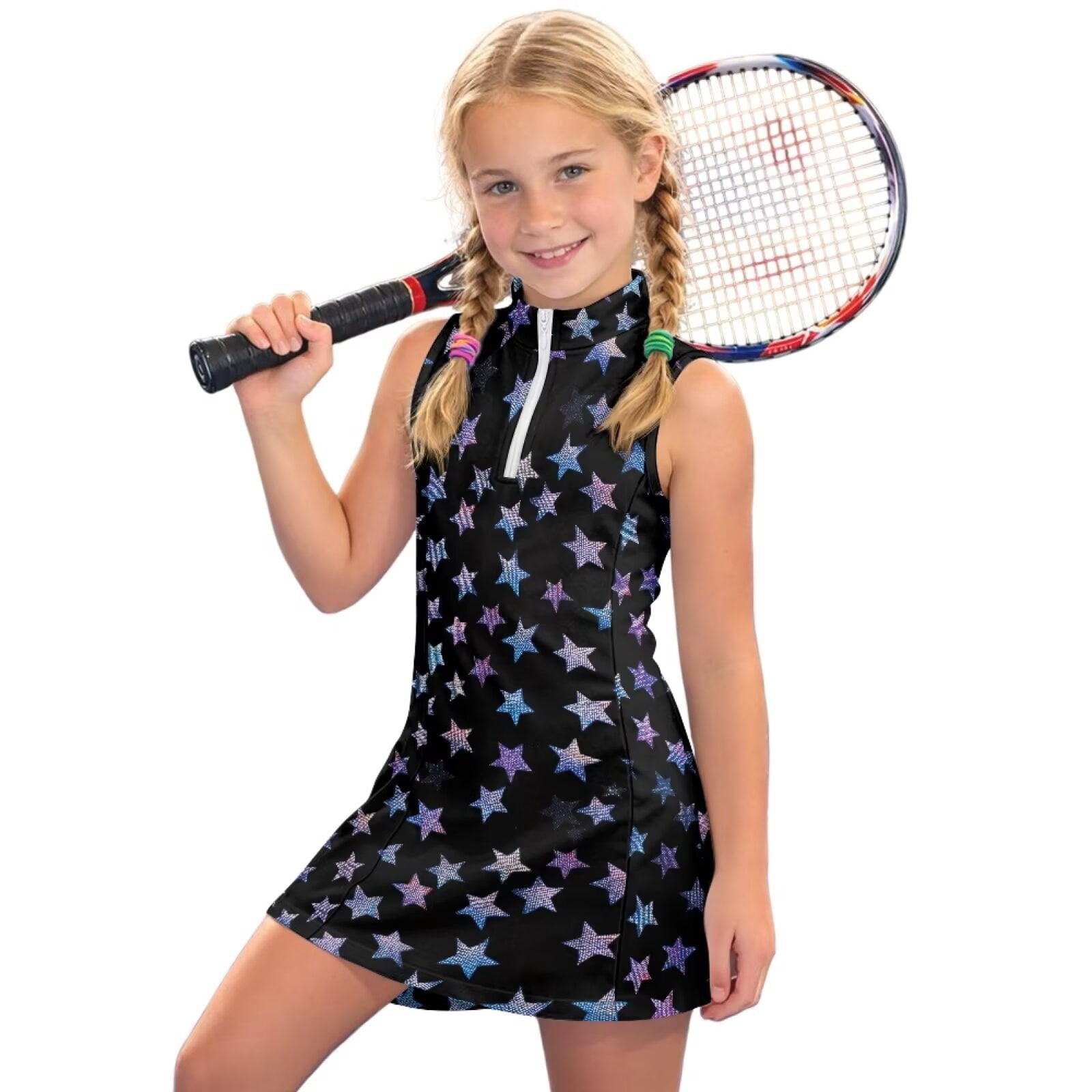 pickleball dress Uourmeti Glitter Star Kids Sleeveless Tennis Golf Outfit Athletic Sports Dress with Pockets for PE Class, Hiking, Play, Girl's, Size Color:Velvet Rouge Attention to detail is Length_Midi Ladies pickleball Billy J Women's Gigi