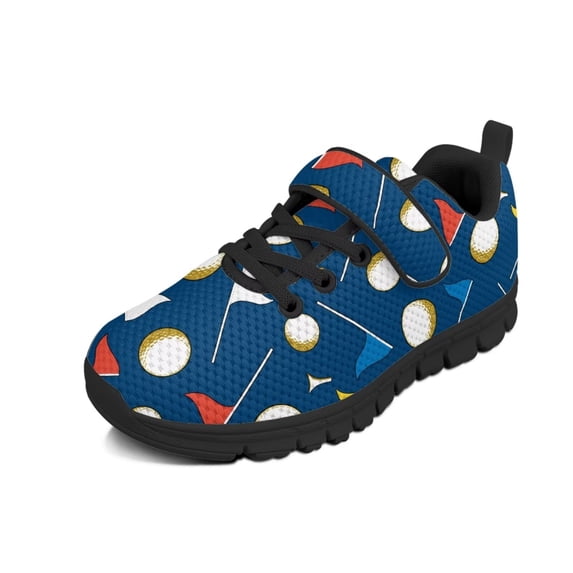 Uourmeti Golf Ball Sneakers for Boys Size 1.5 Tennis Knitted Mesh Shoes Lightweight Anti-Slip Running Shoes Breathable Sport Athletic with Adjustable Strap