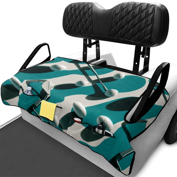 Uourmeti Golf Cart Seat Cover Portable Warp Knitted Terry Cloth, Compatible with Sports Golf Carts, for Club Car DS Precedent Club Cars, Golf Ball Print