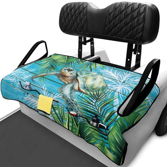 Uourmeti Golf Cart Seat Covers, Compatible with Club Car Golf Cart, Suitable for 2-Seat Golf Carts with Pockets, Tropical Sea Turtle