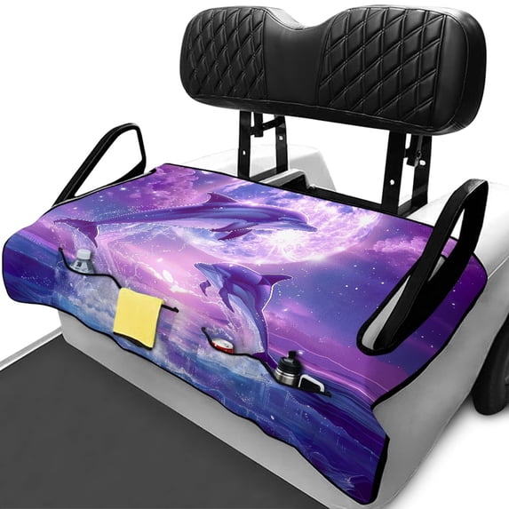 Uourmeti Golf Cart Seat Covers, Compatible with Golf Carts, Suitable for Club Car Breathable, Moonlight Dolphin Design