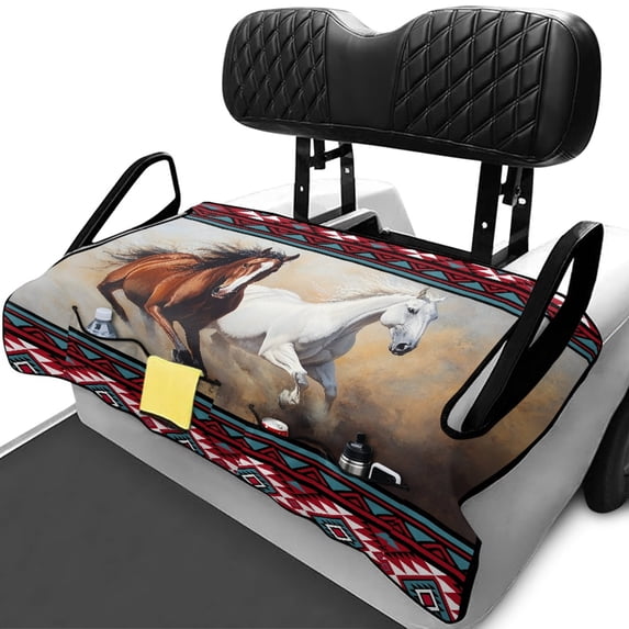 Uourmeti Golf Cart Seat with Pockets Protection, Compatible with Club Car Golf Cart Sports Golf Cart Seat Covers(Horse)