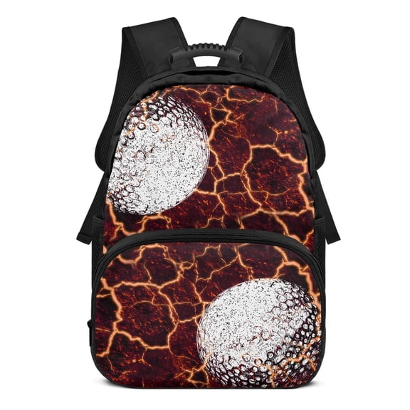 Uourmeti Golf Lava Crack Pattern 17 Inch Bookbag for Kids, Polyester Fabric Breathable Smooth Zipper Large Capacity Backpack for School