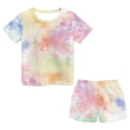 thumbnail image 1 of Uourmeti Gradient Tie-Dye Girls Short Set Loungewear Suit Lightweight Short Sleeve Tank Top T Shirt and Biker Shorts with Pockets Outfits Casual Sport Outdoors Wear, 1 of 5